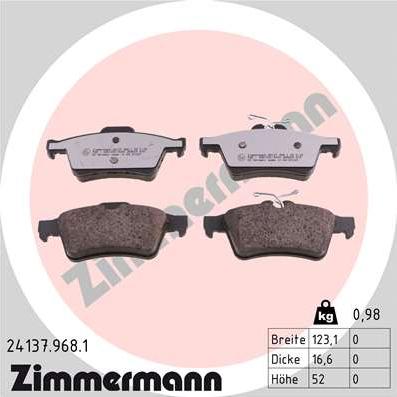 Zimmermann 24137.968.1 - Komplet kočnih obloga, disk kočnica parts5.com