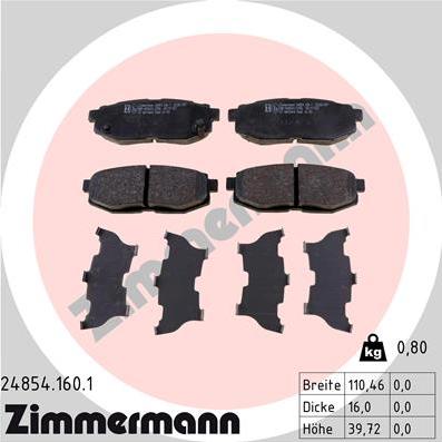 Zimmermann 24854.160.1 - Σετ τακάκια, δισκόφρενα parts5.com