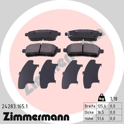 Zimmermann 24283.165.1 - Set placute frana,frana disc parts5.com