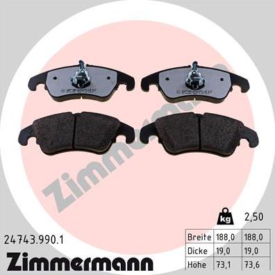 Zimmermann 24743.990.1 - Juego de pastillas de freno parts5.com