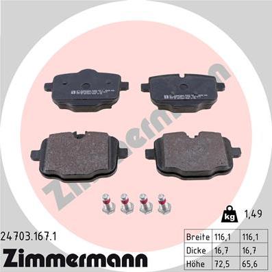 Zimmermann 24703.167.1 - Set placute frana,frana disc parts5.com