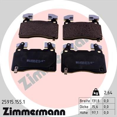 Zimmermann 25915.155.1 - Juego de pastillas de freno parts5.com