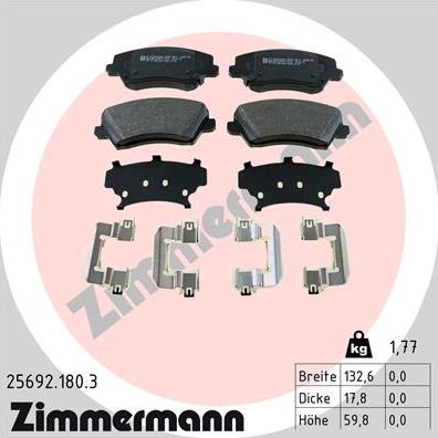 Zimmermann 25692.180.3 - Brake Pad Set, disc brake parts5.com