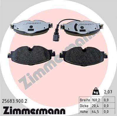 Zimmermann 25683.900.2 - Sada brzdových platničiek kotúčovej brzdy parts5.com