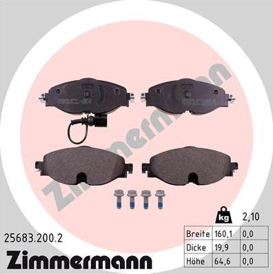 Zimmermann 25683.200.2 - Σετ τακάκια, δισκόφρενα parts5.com