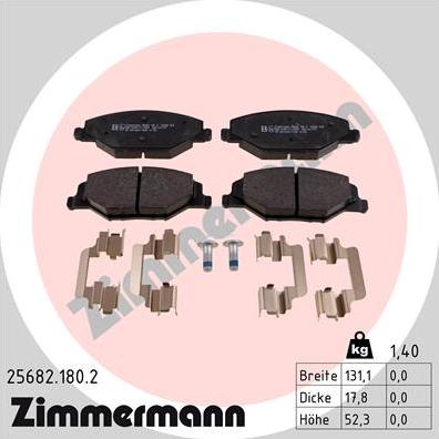 Zimmermann 25682.180.2 - Σετ τακάκια, δισκόφρενα parts5.com