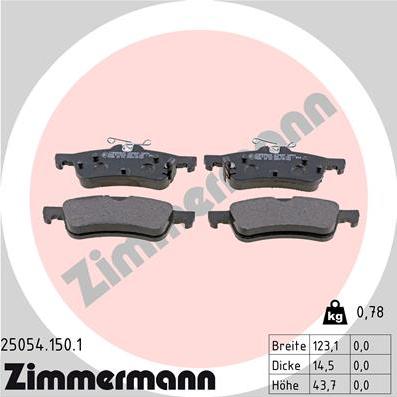 Zimmermann 25054.150.1 - Тормозные колодки, дисковые, комплект parts5.com