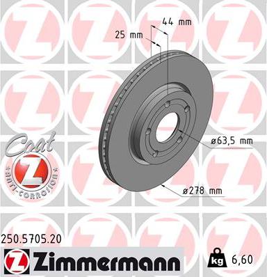 Zimmermann 250.5705.20 - Disco de freno parts5.com