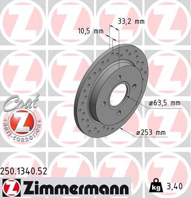 Zimmermann 250.1340.52 - Brake Disc parts5.com