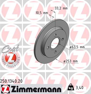 Zimmermann 250.1340.20 - Brake Disc parts5.com