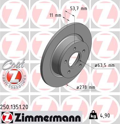 Zimmermann 250.1351.20 - Kočni disk parts5.com