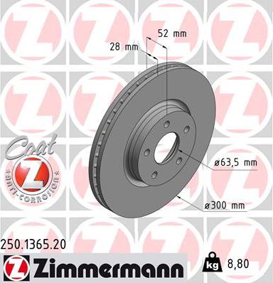 Zimmermann 250.1365.20 - Disco de freno parts5.com