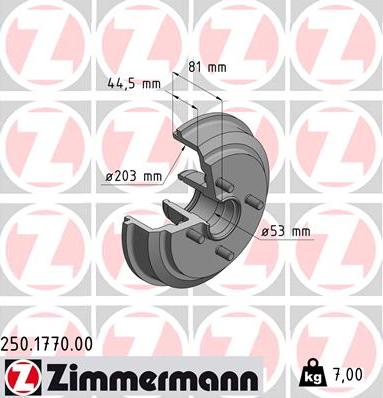 Zimmermann 250.1770.00 - Brake Drum parts5.com