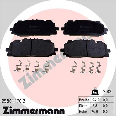 Zimmermann 25861.170.2 - Juego de pastillas de freno parts5.com