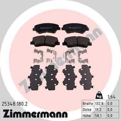 Zimmermann 25348.180.2 - Juego de pastillas de freno parts5.com