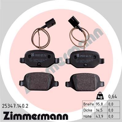 Zimmermann 25347.140.2 - Juego de pastillas de freno parts5.com