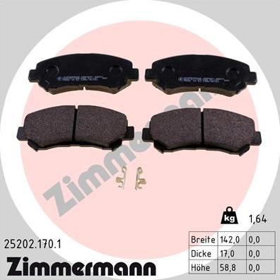 Zimmermann 25202.170.1 - Brake Pad Set, disc brake parts5.com