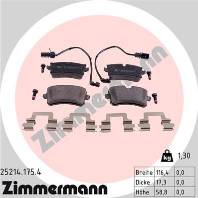 Zimmermann 25214.175.4 - Fékbetétkészlet, tárcsafék parts5.com