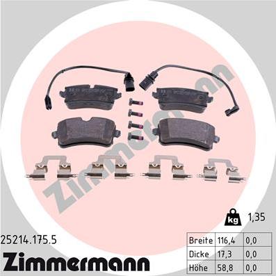 Zimmermann 25214.175.5 - Fékbetétkészlet, tárcsafék parts5.com