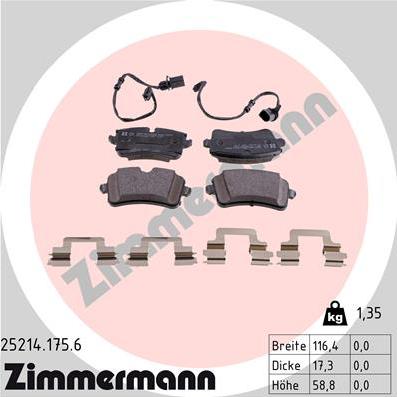 Zimmermann 25214.175.6 - Fren balata seti, diskli fren parts5.com