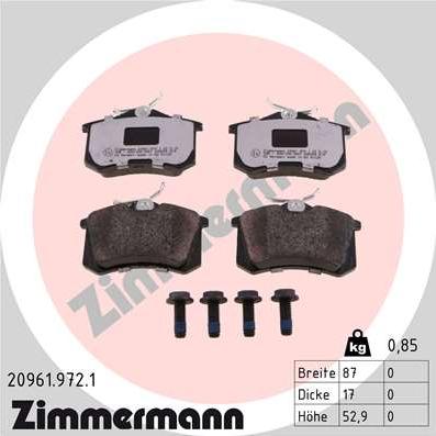 Zimmermann 20961.972.1 - Zestaw klocków hamulcowych, hamulce tarczowe parts5.com