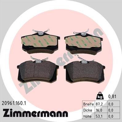 Zimmermann 20961.160.1 - Piduriklotsi komplekt,ketaspidur parts5.com