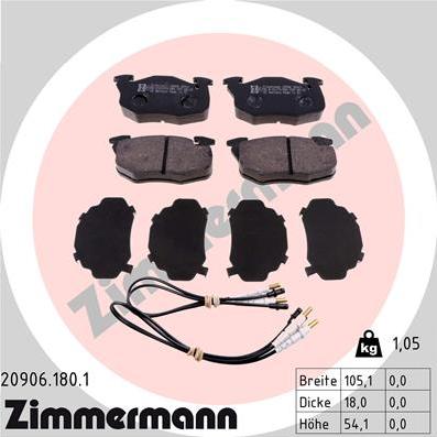 Zimmermann 20906.180.1 - Fékbetétkészlet, tárcsafék parts5.com