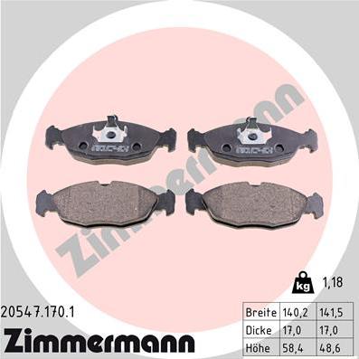 Zimmermann 20547.170.1 - Brake Pad Set, disc brake parts5.com