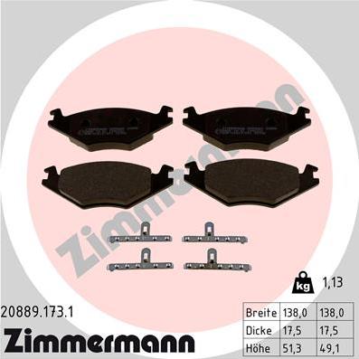 Zimmermann 20889.173.1 - Bremsbelagsatz, Scheibenbremse parts5.com