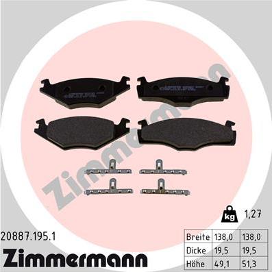 Zimmermann 20887.195.1 - Komplet pločica, disk-kočnica parts5.com