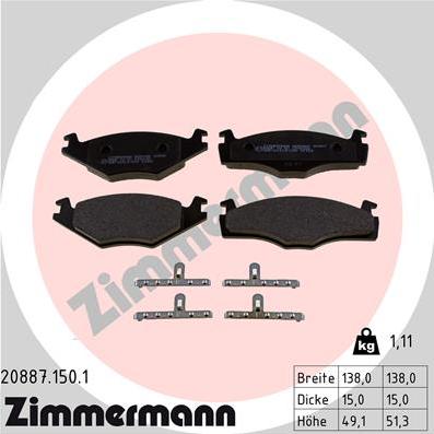 Zimmermann 20887.150.1 - Juego de pastillas de freno parts5.com