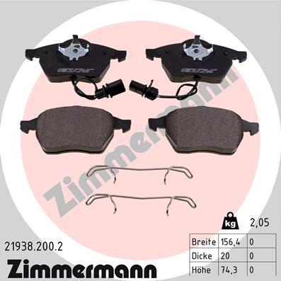 Zimmermann 21938.200.2 - Σετ τακάκια, δισκόφρενα parts5.com