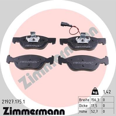 Zimmermann 21927.175.1 - Juego de pastillas de freno parts5.com