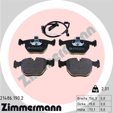 Zimmermann 21486.190.2 - Brake Pad Set, disc brake parts5.com