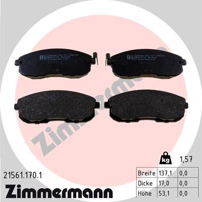 Zimmermann 21561.170.1 - Brake Pad Set, disc brake parts5.com