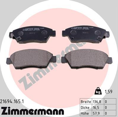 Zimmermann 21694.165.1 - Σετ τακάκια, δισκόφρενα parts5.com