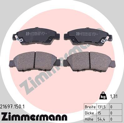 Zimmermann 21697.150.1 - Zestaw klocków hamulcowych, hamulce tarczowe parts5.com