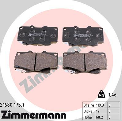 Zimmermann 21680.175.1 - Juego de pastillas de freno parts5.com