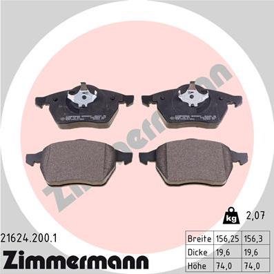 Zimmermann 21624.200.1 - Kit de plaquettes de frein, frein à disque parts5.com