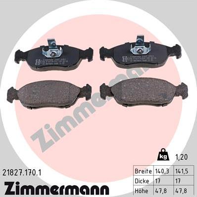 Zimmermann 21827.170.1 - Komplet pločica, disk-kočnica parts5.com