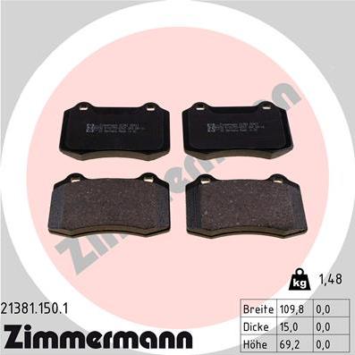 Zimmermann 21381.150.1 - Kit de plaquettes de frein, frein à disque parts5.com