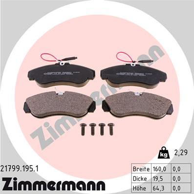 Zimmermann 21799.195.1 - Sada brzdových platničiek kotúčovej brzdy parts5.com