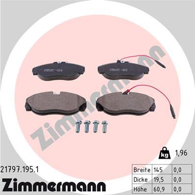 Zimmermann 21797.195.1 - Sada brzdových platničiek kotúčovej brzdy parts5.com