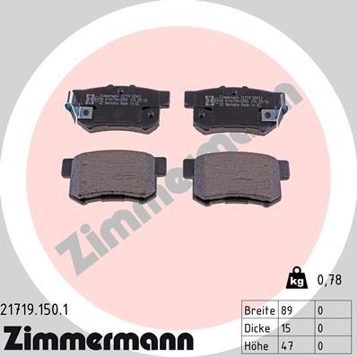 Zimmermann 21719.150.1 - Komplet zavornih oblog, ploscne (kolutne) zavore parts5.com