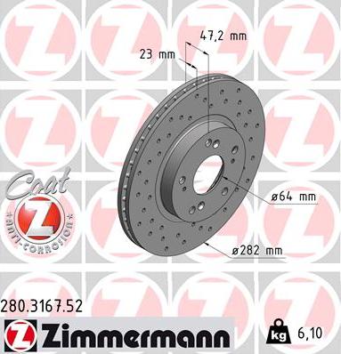 Zimmermann 280.3167.52 - Disco de freno parts5.com