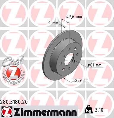 Zimmermann 280.3180.20 - Disco de freno parts5.com