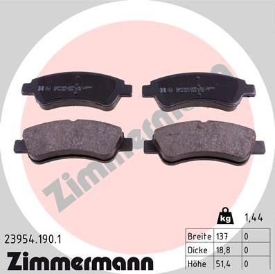 Zimmermann 23954.190.1 - Brake Pad Set, disc brake parts5.com