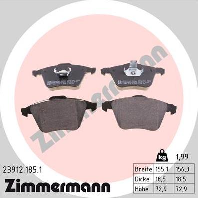 Zimmermann 23912.185.1 - Piduriklotsi komplekt,ketaspidur parts5.com