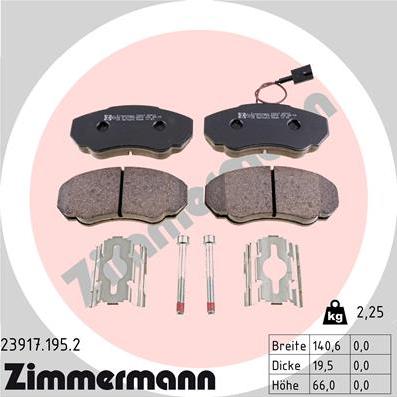 Zimmermann 23917.195.2 - Комплект спирачно феродо, дискови спирачки parts5.com