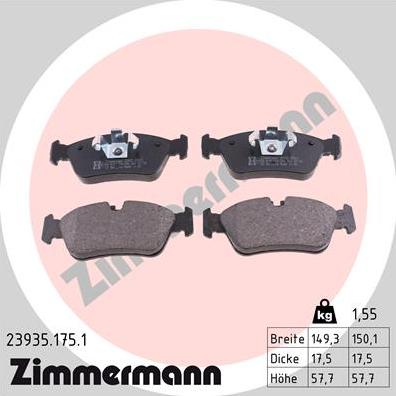 Zimmermann 23935.175.1 - Juego de pastillas de freno parts5.com